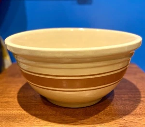 WATT OVEN WARE/Yellow Ware Mixing BOWL 12" USA Brown Stripe BANDED WARE Vtg - Picture 1 of 21