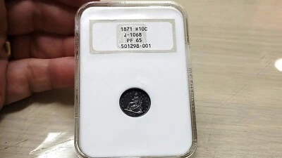1871 RARE Pattern Proof Half Dime H10 J-1068 Early NGC Holder NGC PR 65 POP 1/1 - Image 1 of 4