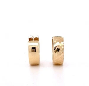 14k Real Gold Reversible Huggie Earring - 14k YELLOW Gold Hoops - Picture 1 of 9