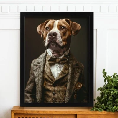 Dapper Dog Art Print - Sophisticated Staffy in Suit - Unique Dog Wall Art Gift - Image 1 of 2