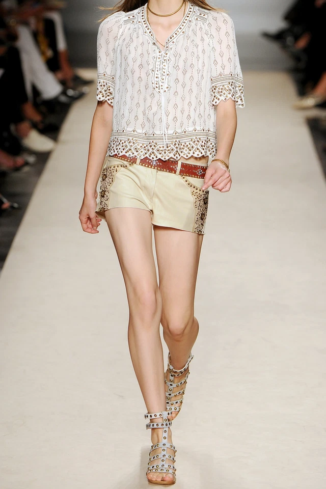 Pantalones Cortos Isabel Marant Marfil Devin Embellecidos Cuero Elástico Talla 36 Foto 1 de 4