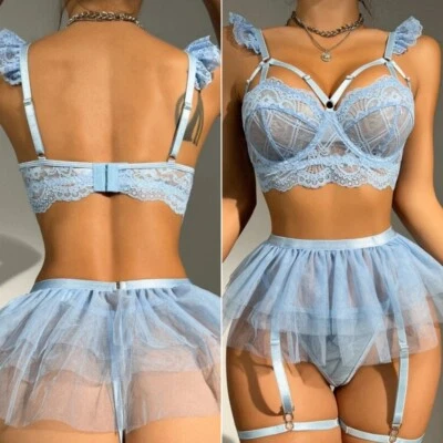 Lote Lencería Sexy Encaje Babydoll Sujetador Tanga Conjunto Prendas para Dormir Ropa Interior Prendas para dormir EE. UU. Foto 1 de 4