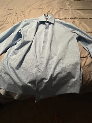 Madison 纽扣衬衫成人大号蓝色纯色长袖口袋修身男式 — 第 1/3 张图片