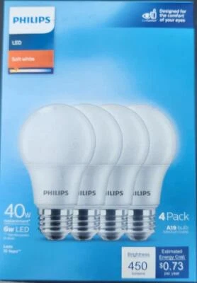 (16 Bulbs) PHILIPS LED BULB A19 Soft White 40W 589135 - Image 1 of 3
