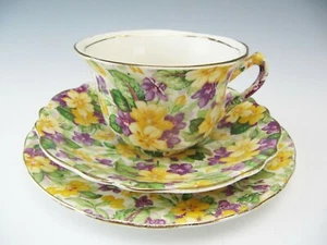 James Kent Cup Saucer & Dessert Plate "Primula" - Picture 1 of 11