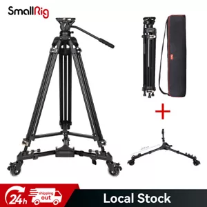 SmallRig Manfrotto QR Plate Professional Video Tripod 3751 with Tripod Dolly - Picture 1 of 12