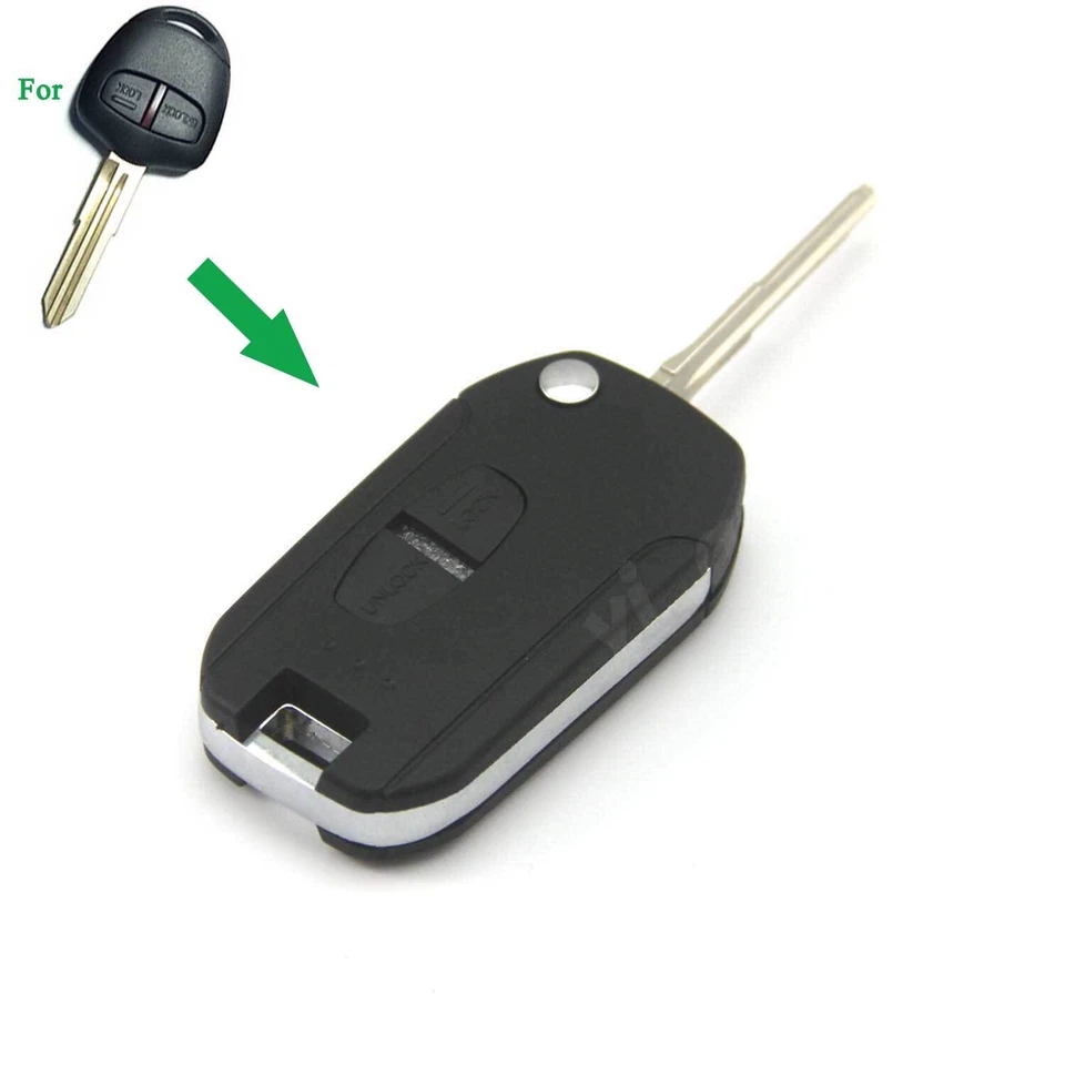Funda Carcasa Llave Abatible Remoto Remodelación Para Mitsubishi Outlander Lancer EVO 2 Botones Foto 1 de 4