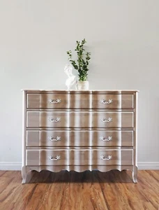 White washed Vintage Dresser, Hardwood, French Chest of Drawers, French Country - Picture 1 of 10