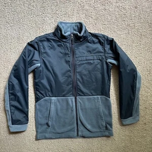 Columbia Jacket Boys Large Full Zip Mock Neck Fleece Grey Black Pockets - Picture 1 of 13
