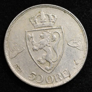 Norway 50 Ore 1921, Coin, Inv#E062 - Picture 1 of 2