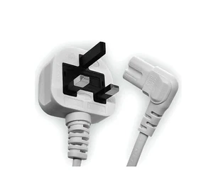 5M Figure 8 Power Cable Right Angle Mains UK Plug To F8 IEC C7 Lead Cord Laptop - Picture 1 of 9