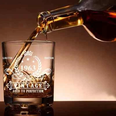 1963 Whiskey Glass Birthday Gift Set Includes Funny Toilet Paper - Image 1 of 4