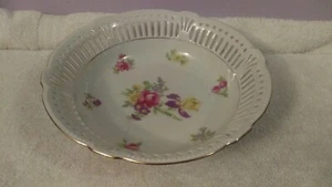 Fruttiera rotonda porcellana bordo traforato Baviera zona USA 5 design rosa OH315 - Foto 1 di 4