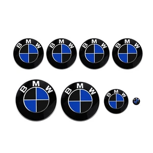 MATTE Black & Blue BMW Badge Roundel Wrap Overlay 1 2 3 5 6 7 X M Z E F Series - Picture 1 of 4