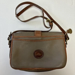 Dooney Bourke Equestrian Bag Taupe All Weather Leather Vintage Crossbody Purse - Picture 1 of 11