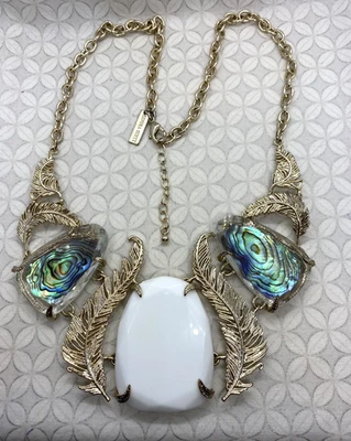 Collar Iggy Kendra Scott Vintage Blanco Abulón Tono Oro Declaración Personalizada Foto 1 de 4