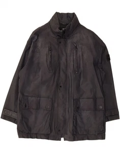 HUGO BOSS Mens Hooded Faux Leather Coat UK 44 2XL Black PVC AQ01 - Picture 1 of 2