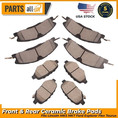 Front & Rear Ceramic Brake Pads For Ford Explorer Flex Taurus Lincoln MKS MKT - Image 1 of 4