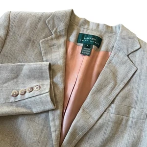 Lauren Ralph Lauren Women's Blazer Size 4 Beige Herringbone Lined Career - Picture 1 of 7