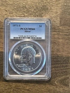 1971 S Eisenhower Ike Silver $1 Dollar - Silver - PCGS MS66 - Picture 1 of 7
