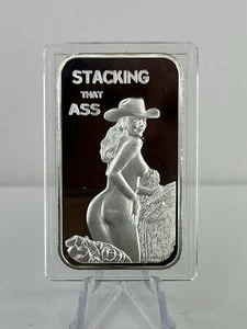 Sexy 1 Oz .999 Fine Silver Art Bar Cow Girl "Stacking That Ass" Adult - Picture 1 of 5