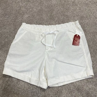 Y2K Прибрежный Морской Опрятный Белый Выцветший Льняной Короткий 8 Карманов на Шнурке - Изображение 1 из 4