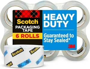 Scotch Heavy Duty Shipping Packing Tape, Clear, and 6 Rolls, Clear - Picture 1 of 11