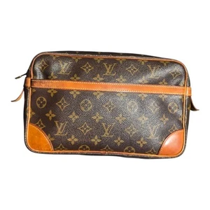 Authentic Vintage Louis Vuitton Compiegne Cosmetic Clutch Bag Monogram Brown7x11 - Picture 1 of 18