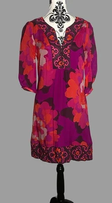 Monsoon Pink Mix Silk Casual Short Dress Size 10 Casual Occasional - Image 1 of 4