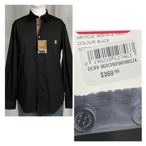 Burberry XS Black Brown Button Lining Button Down Dress Shirt NEW Men’s  NWT - Picture 1 of 6