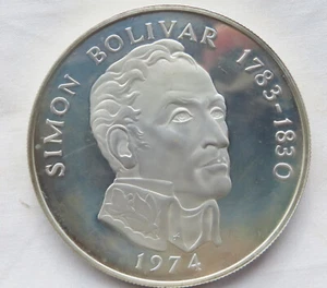 1974 PANAMA SIMON BOLIVAR, STERLING 20 BALBOAS 130,5 gr - Foto 1 di 14