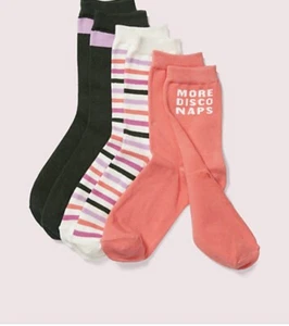 $24 Kate Spade pink crew socks MORE DISCO NAPS S1-1 - Picture 1 of 7
