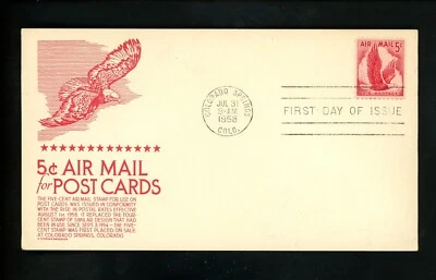 US FDC #C50 Anderson Card M-1 1958 Colorado Springs CO Bald Eagle in Flight - Image 1 of 2