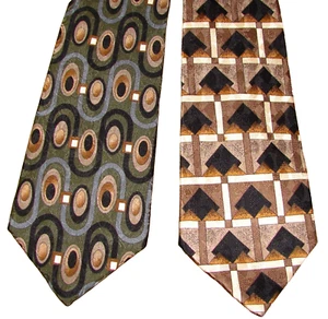 XL CORBATA DE SEDA X 2: Rossini's of Modesto CA, Geométrica, 65", 66" Largo Para Hombre - Imagen 1 de 3