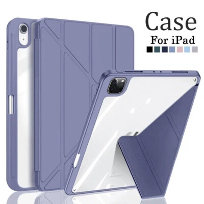 For iPad 10/9/8/7th Air 4/5 Pro 11 Mini6 Smart Case Clear Protective Cover Stand - Image 1 of 4