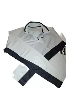 Men's 1/4 Zip Fila Pullover Jacket Poly Blend Gray Front Pocket Size XXL NWT - Picture 1 of 7