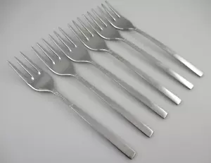 6 Cocktail Forks LOVE STORY Viners Sheffield England Stainless Steel Flatware - Picture 1 of 5
