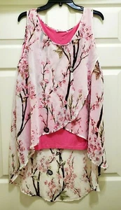 Nextmia Womens Size 20 Sleeveless Layered Top Pink Floral - Picture 1 of 6