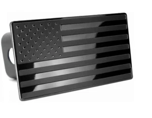 eVerHitch USA Black Flag Stainless Steel Emblem on Hitch Cover Fits 2" Receivers - Foto 1 di 5