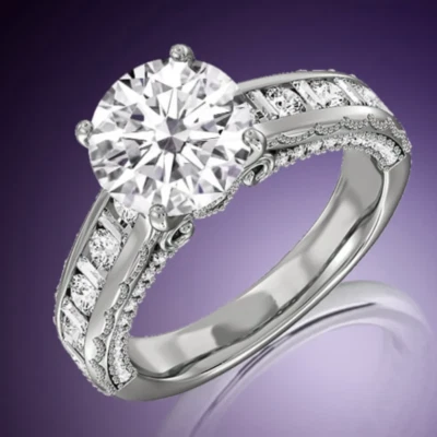 Diamond Engagement Ring 2.50 Carat Round 14K White Gold IGI Lab Created - Image 1 of 4