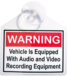 Warning - Video & Audio Recording Equipment display with suction cup - Bild 1 von 3