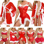 Lady Christmas Mrs Santa Claus Outfit Sexy Costume Fancy Nightwear Mini Dresses 