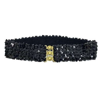 Cinturón elástico vintage negro lentejuelas noche cocktali cintura Foto 1 de 4