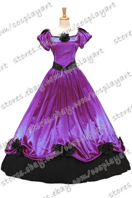 Dama Victoriano Boda Formal Clásico Encaje Brocado Cuello Cortado Vestido de Noche Foto 1 de 4