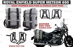 Gray "Pannier Pair With Mounting Pair" Fit For Royal Enfield Super Meteor 650 - Picture 1 of 14