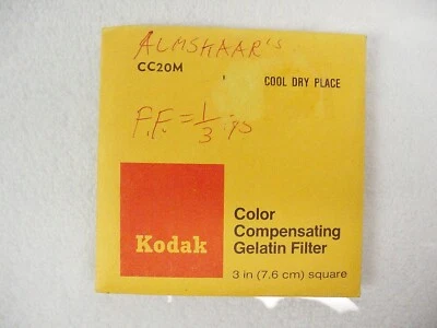 Color Compensating Filter Kodak CC20M | 3" x 3" | Gelatin Wratten | LN- | $10 - Image 1 of 2