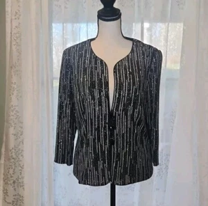 Alex Evenings Glitter Button-Up Jacket Size Medium Petite - Picture 1 of 8