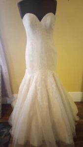 Allure Elfenbein Spitze Brautkleid Größe 12 Meerjungfrau Boho-Stil 2856 - Bild 1 von 5