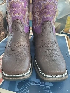 DURANGO LIL' REBEL PRO BIG KID'S Brown Sz 13.5 Sq Toe Bt286 NIB Free Shipping - Picture 1 of 7