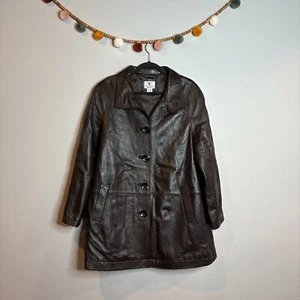 Chaqueta de cuero genuino vintage de piel de cordero marrón chocolate profundo - Imagen 1 de 4